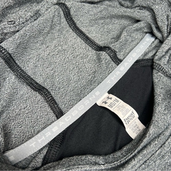 Under Armour Threadborne Featherweight Heat Gear Tie Hoodie Gray Black Medium M - Picture 7 of 15